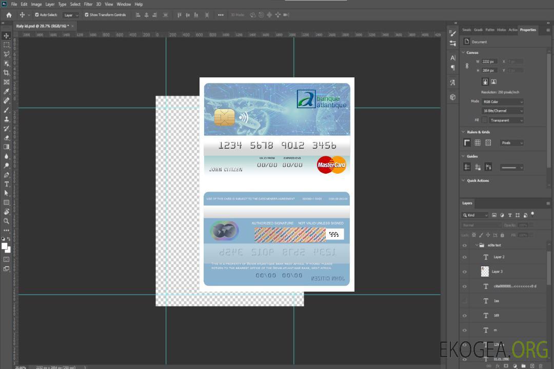 Mastercard de la banque Bénin Atlantique template